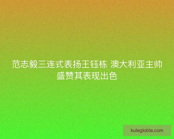 范志毅三连式表扬王钰栋 澳大利亚主帅盛赞其表现出色